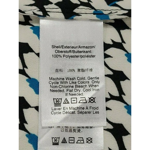 DKNY Womens Blouse Small White Printed Cap Sleeve - Picture 12 of 12